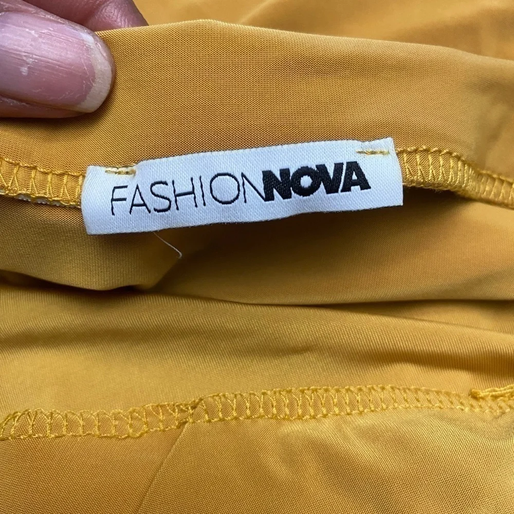 Fashion Nova Mustard Gold Yellow Two Piece Dress skirt set crop top